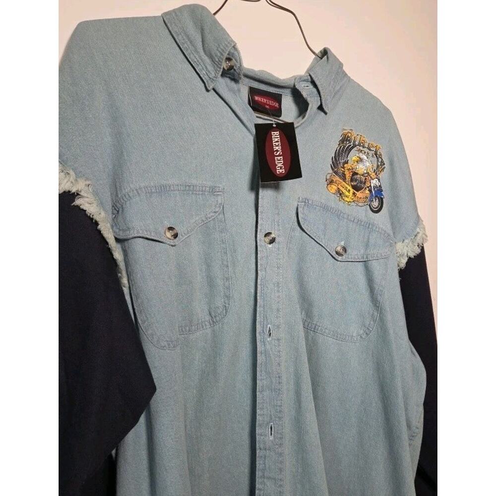 Biker's Edge Daytona Beach Bikefest 2011 Denim Shirt Sweatshirt Sleeves 3XL NWT